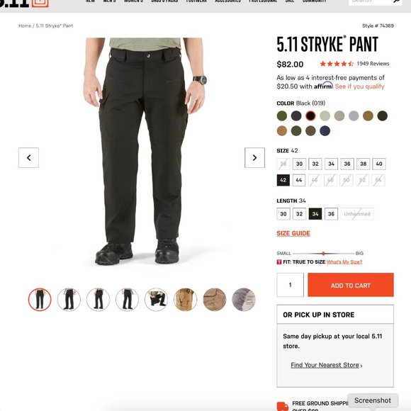 5.11 Tactical Stryke Black pants 42 x 34 - Picture 4 of 6